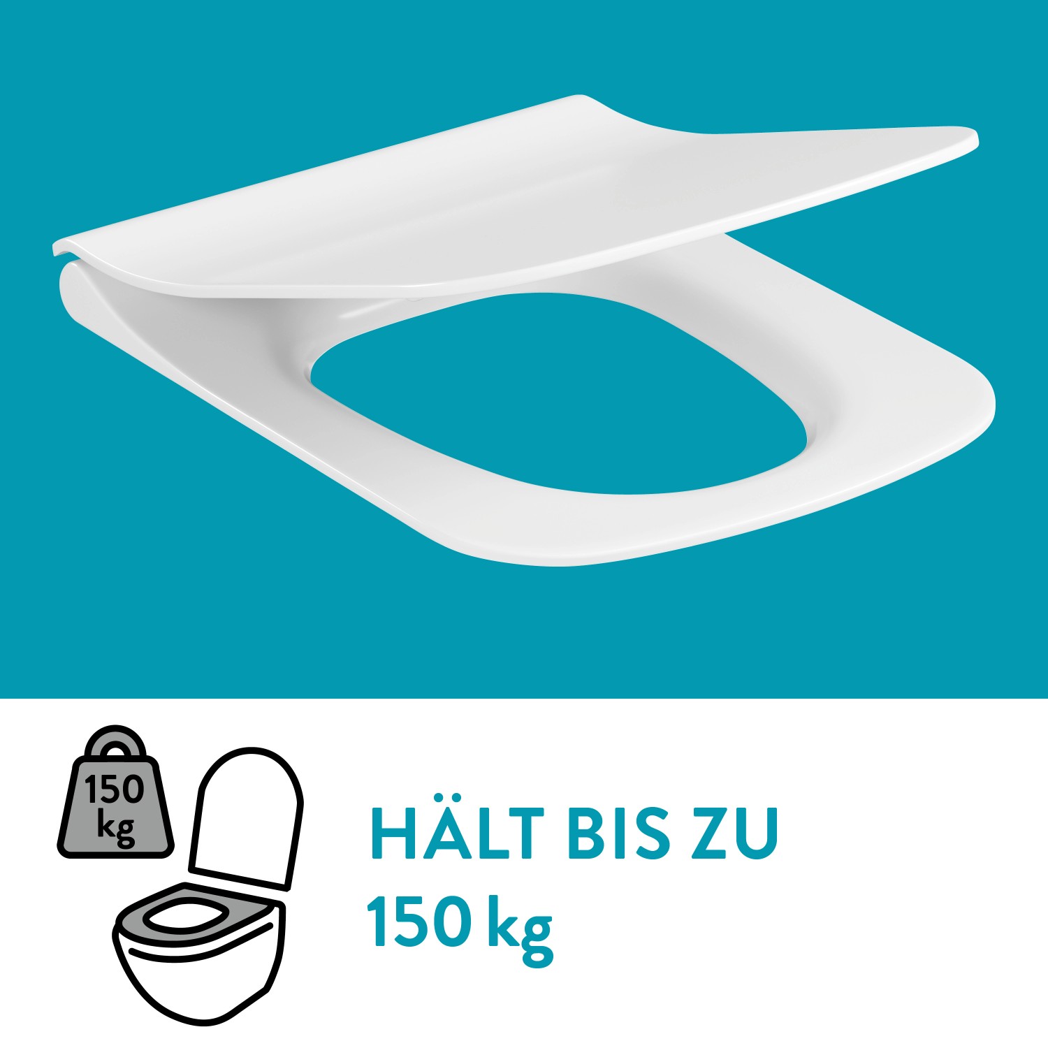 Weißer baliv Wand WC-Sitz Hampton aus Duroplast mit Absenkautomatik, Teil des spülrandlosen WC-Sets.