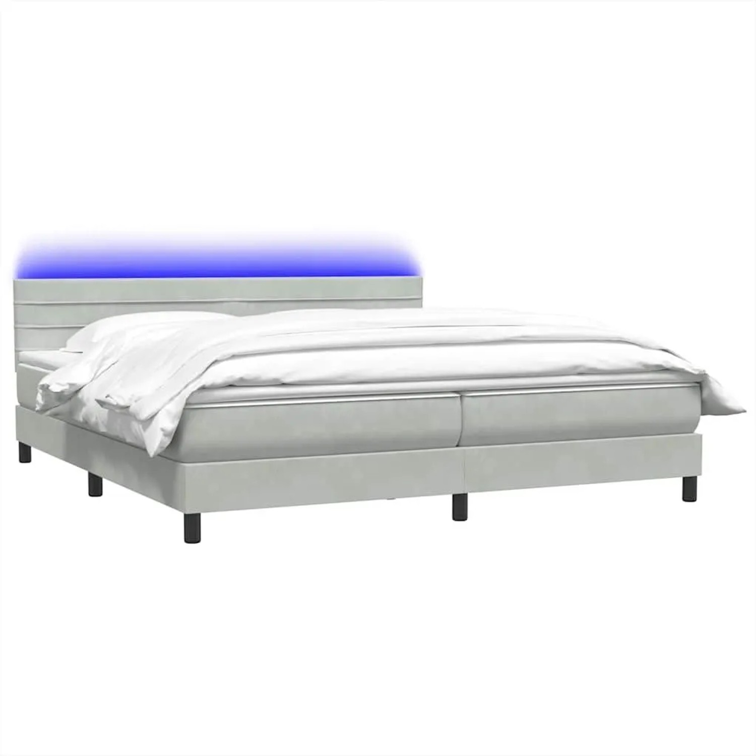 vidaXL Boxspringbett mit Matratze & LED Hellgrau 180x220 cm Samt 3317037 günstig online kaufen