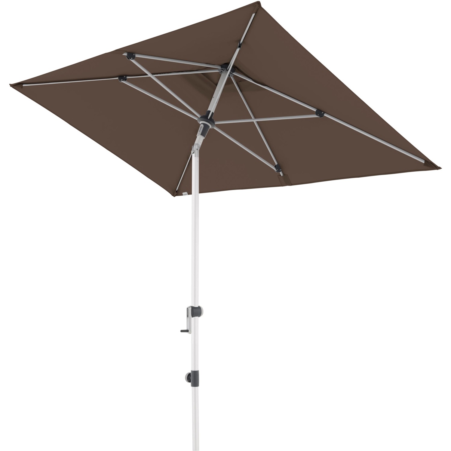 Doppler Marktschirm Expert, 220x140 cm, Greige, mit Kurbelmechanik und rechteckiger Form.