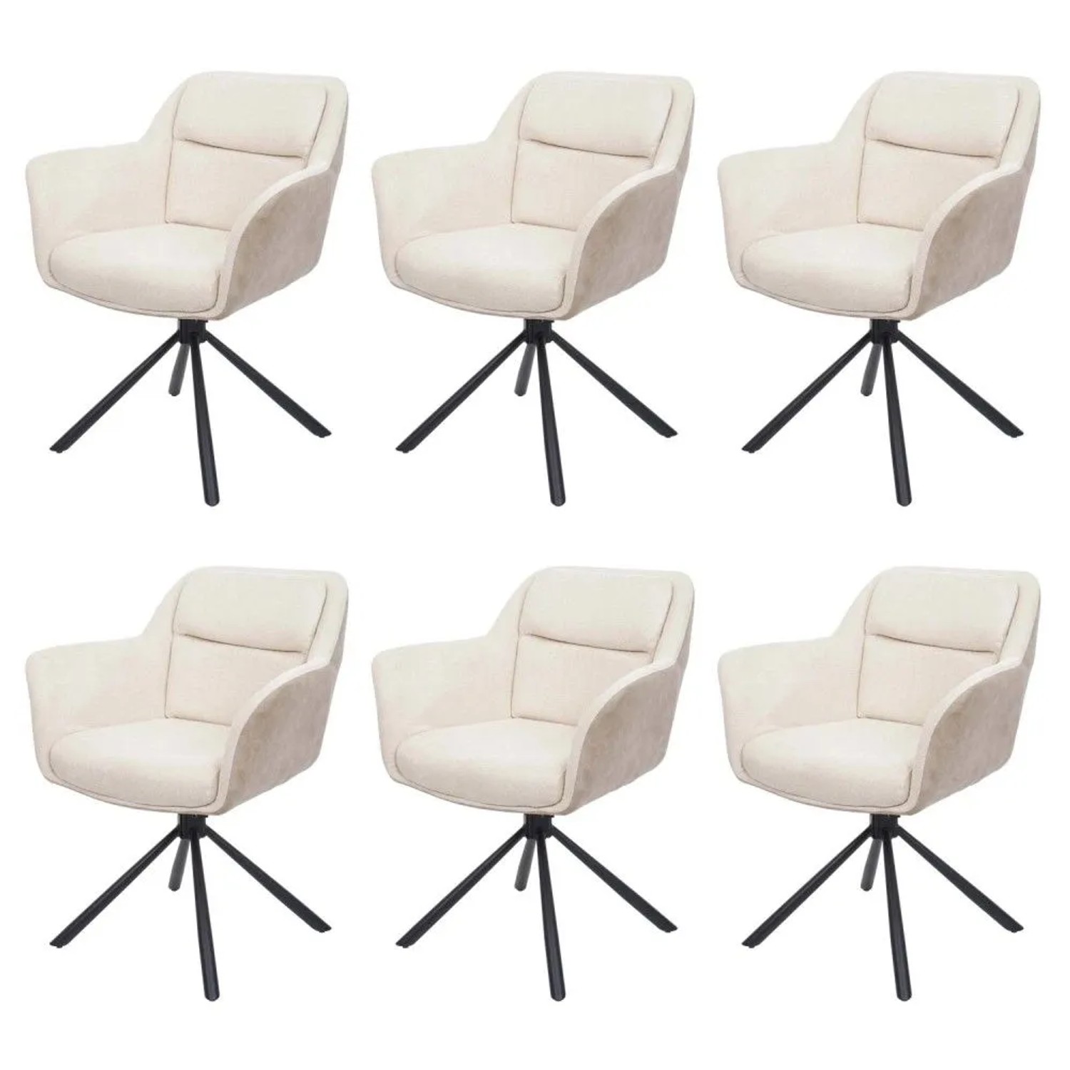 MCW Esszimmerstuhl K33 6er-Set Kunstleder Creme