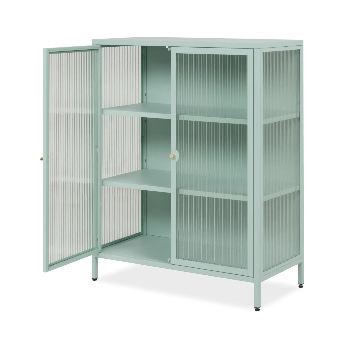 Furn.Design Vitrine Metall Mintgrün 80 x 102 cm 2-türig 3 Fächer Maram_10