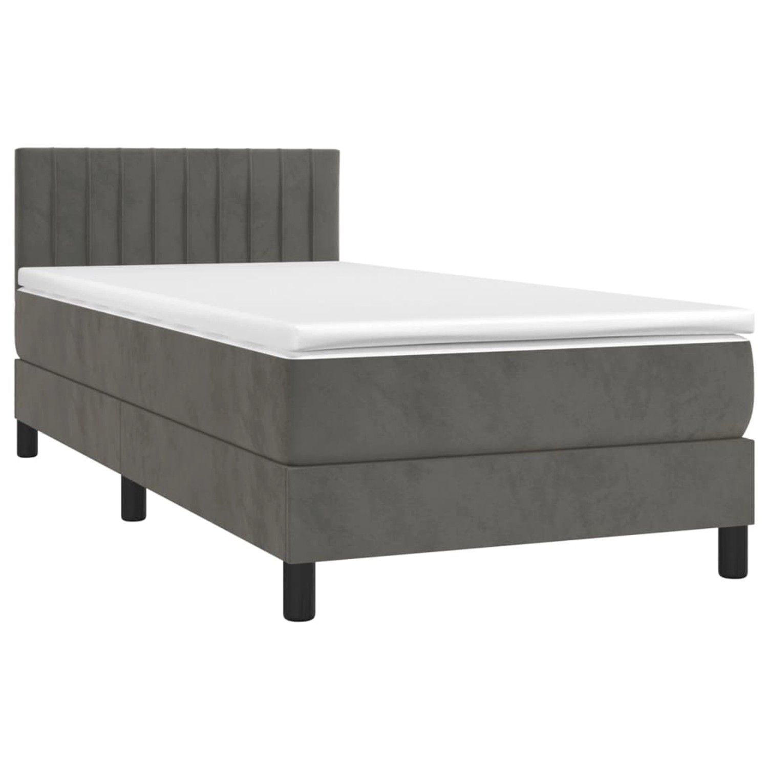 vidaXL Boxspringbett mit Matratze & LED Dunkelgrau 90x200 cm Samt 3134502 günstig online kaufen