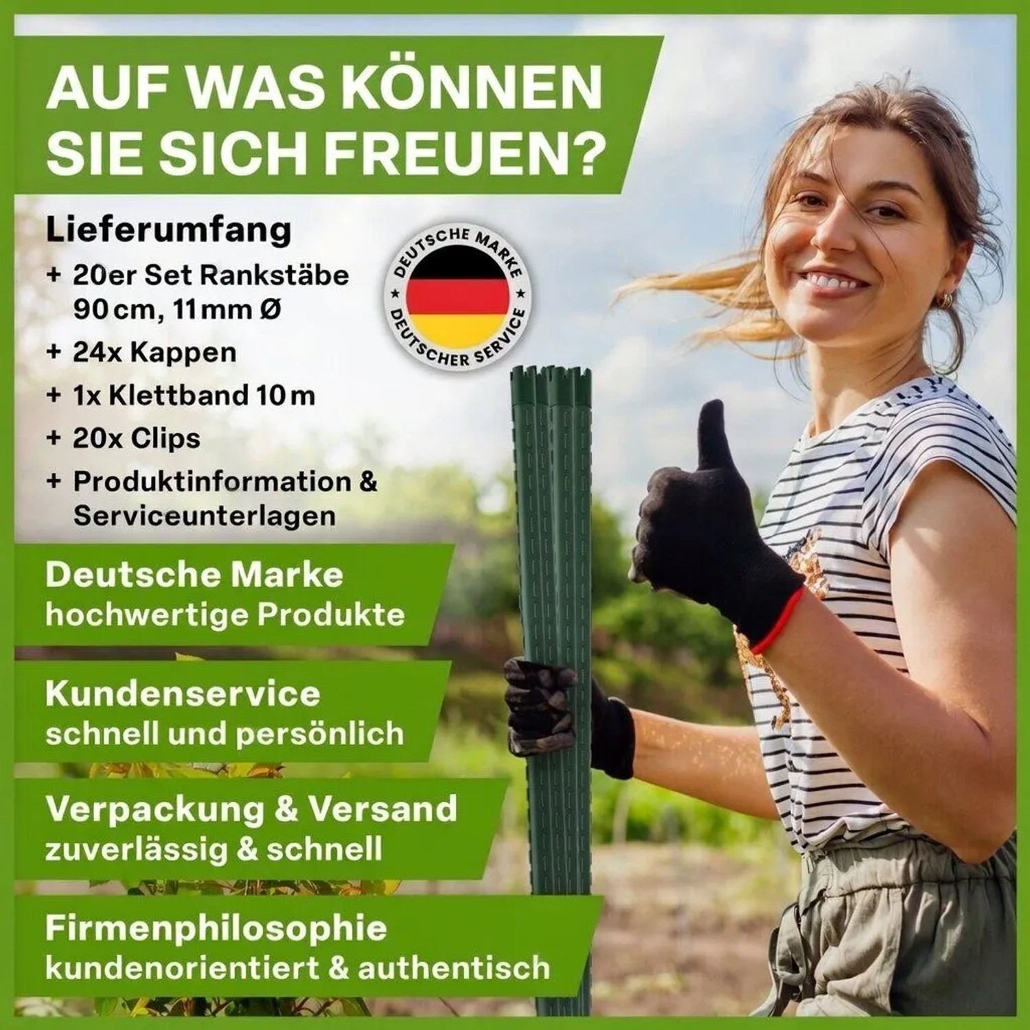 TTL GARDEN Rankstäbe 90cm 20er Set 11mm Kunststoffbeschichtet Pflanzstäbe Rankhilfe Tomatenstab Für Garten Gewächshaus_9