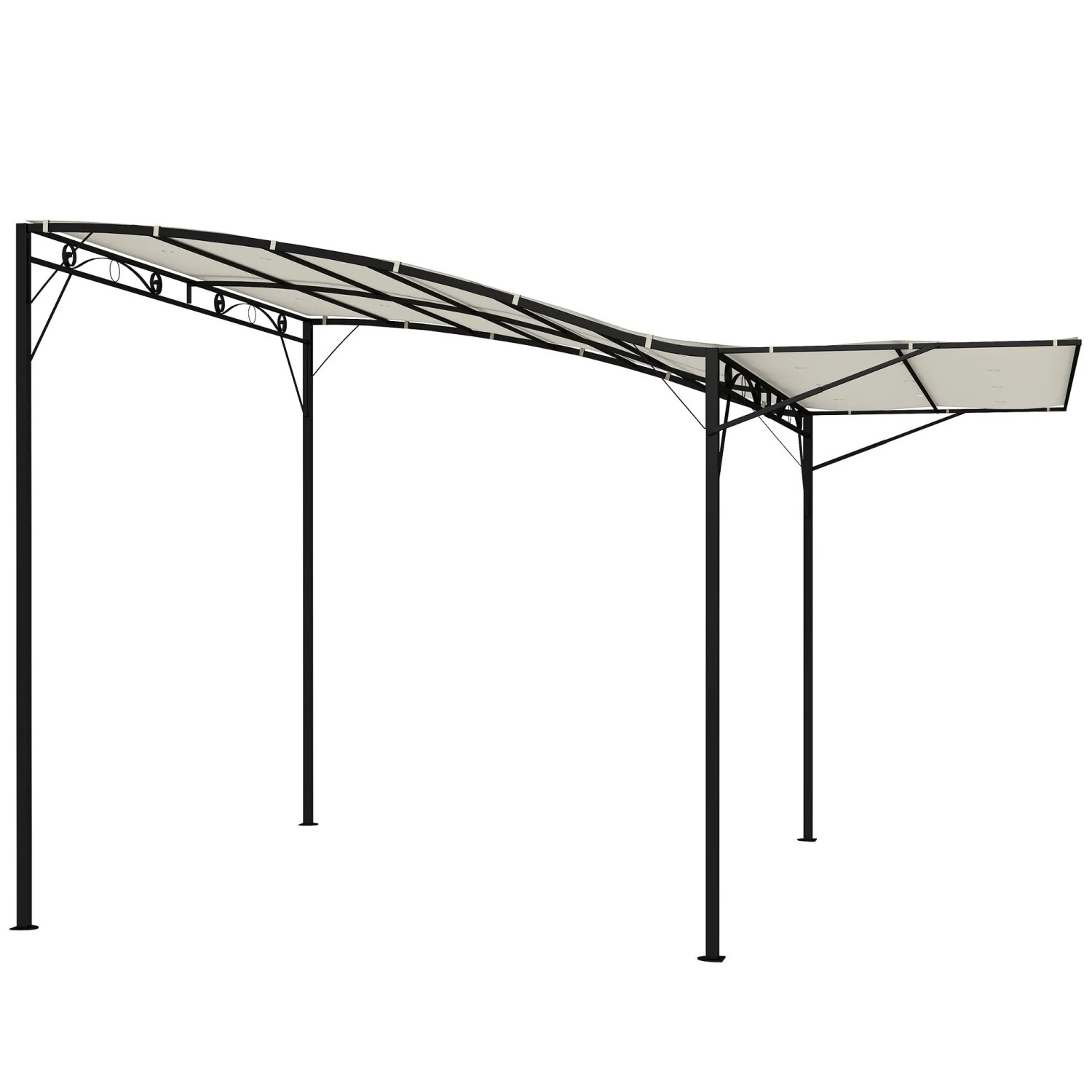 Furnicato Pavillon Mit Klappbarer Dacherweiterung 300x250x200-250 Cm Cremeweiß