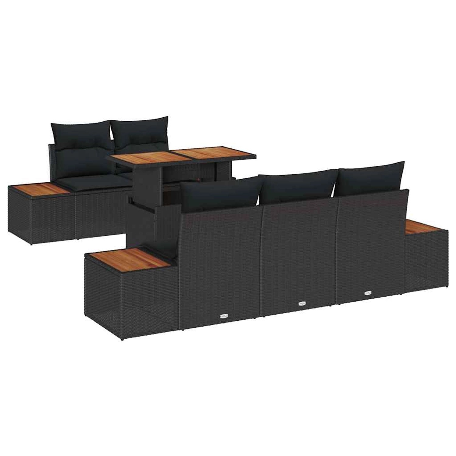 vidaXL Garten-Sofa-Set mit Speicher 6-Tlg Schwarz Poly Rattan 3358762 günstig online kaufen