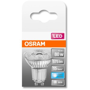 Osram GU10 LED-Lampe, 6,9W, neutralweißes Licht, 575 Lumen. Energiesparend und langlebig.