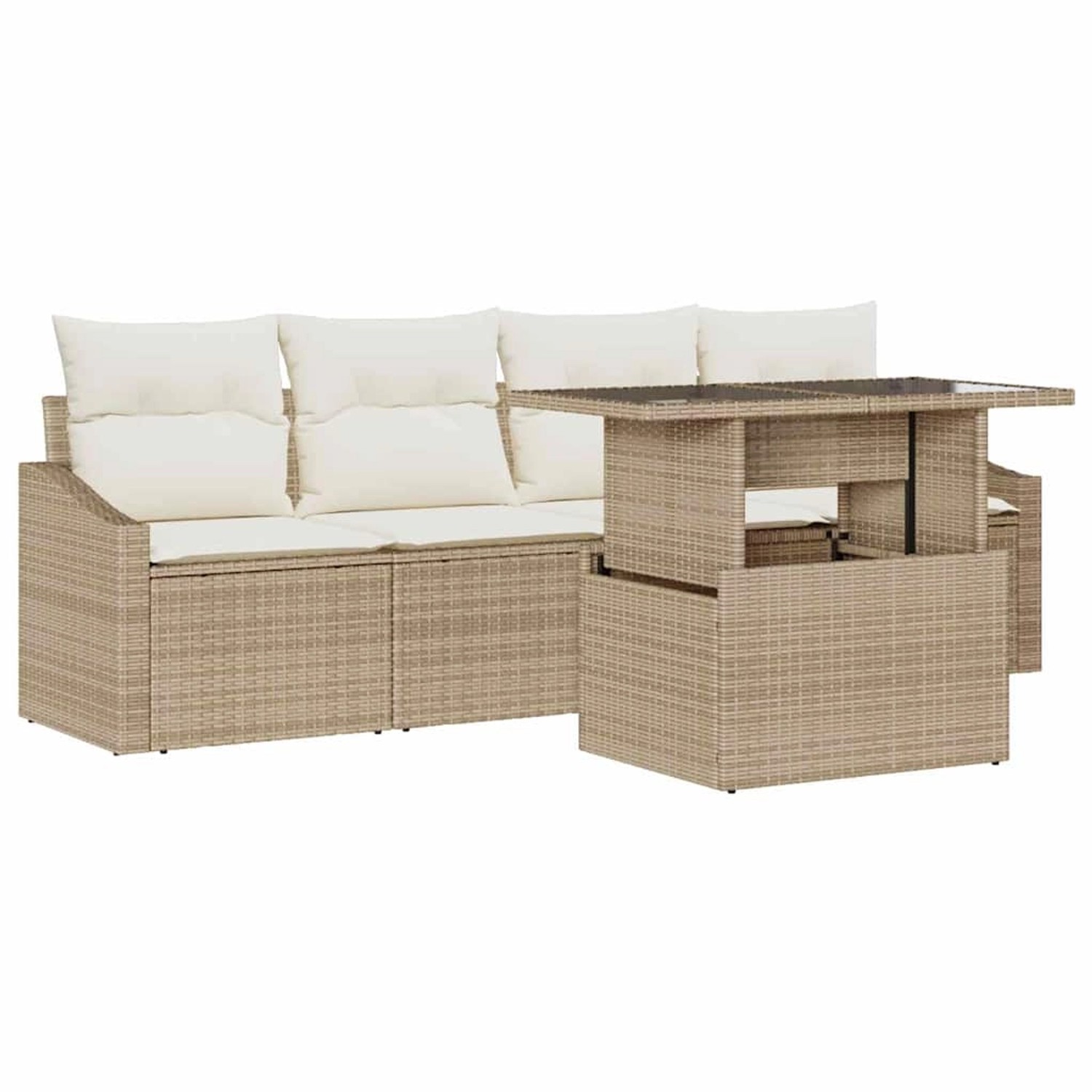 vidaXL Garten-Sofa-Set mit Speicher 5-Tlg Beige Poly Rattan 3357644 günstig online kaufen