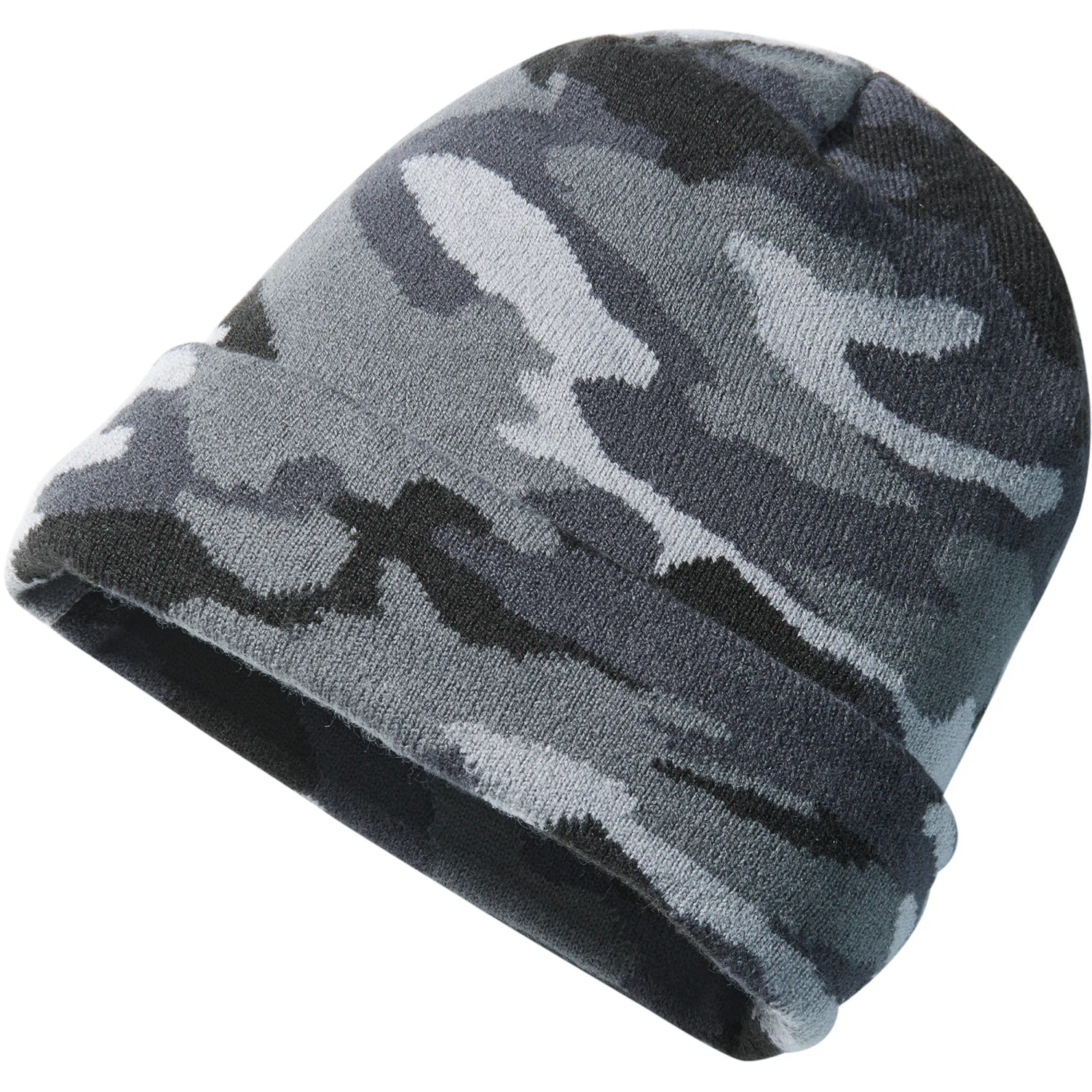 Yakuza Unisex Beanie 'Rookie' – Camouflage Grau, One Size, 100% Baumwolle, Lässige Strickmütze