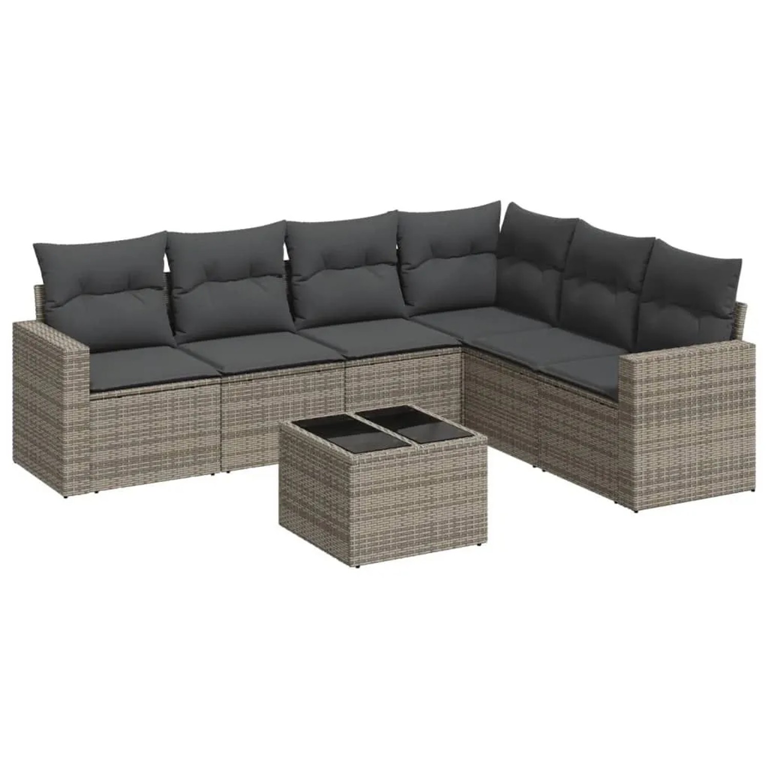 vidaXL 7-Tlg Garten-Sofagarnitur mit Kissen Grau Poly Rattan 3251357 günstig online kaufen