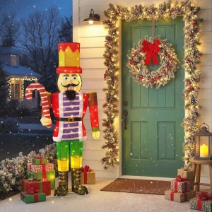 Costway Weihnachten Nussknacker Figur mit 110 Leds 170cm Weihnachtsdeko