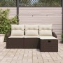 Braunes vidaXL Garten-Sofa-Set aus Rattan mit Kissen und Stauraum.