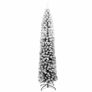 Schlanker, grüner, künstlicher Weihnachtsbaum (210 cm) mit Schnee von vidaXL.