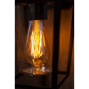 Lutec Außenwandleuchte West, schwarz matt, mit Filament Leuchtmittel in Glasgehäuse.