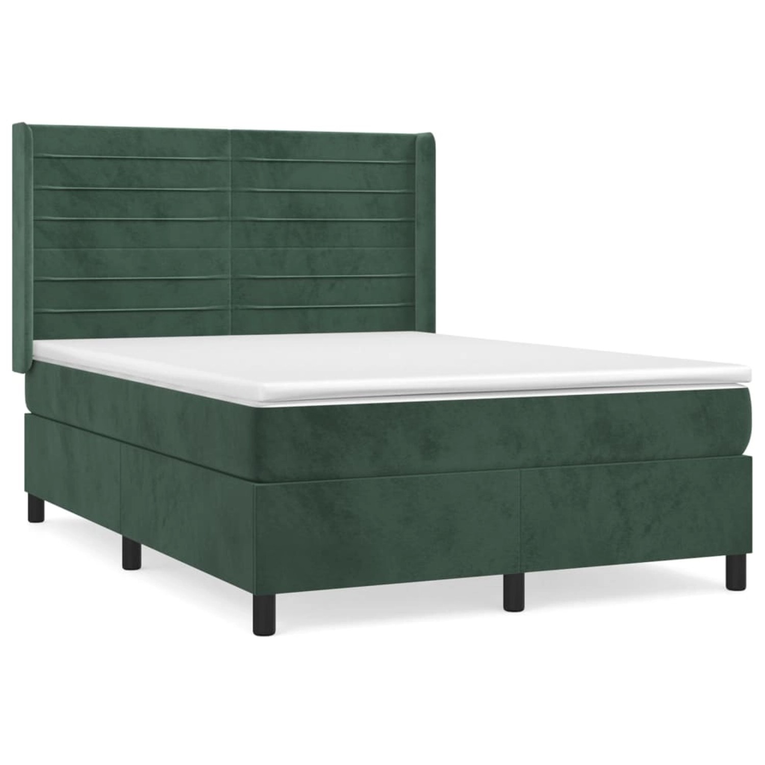 vidaXL Boxspringbett mit Matratze Dunkelgrün 140x200 cm Samt1467026 günstig online kaufen