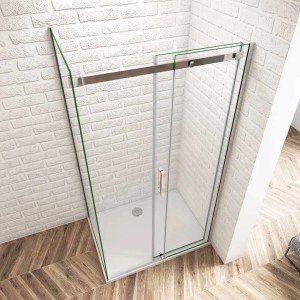 Duschparadies Duschkabine Eckdusche 120x80cm Höhe 195cm Schiebetür x Seitenwand 6mm Sicherheitsglas Dusche Duschabtrennung Hochglanz Verchromt