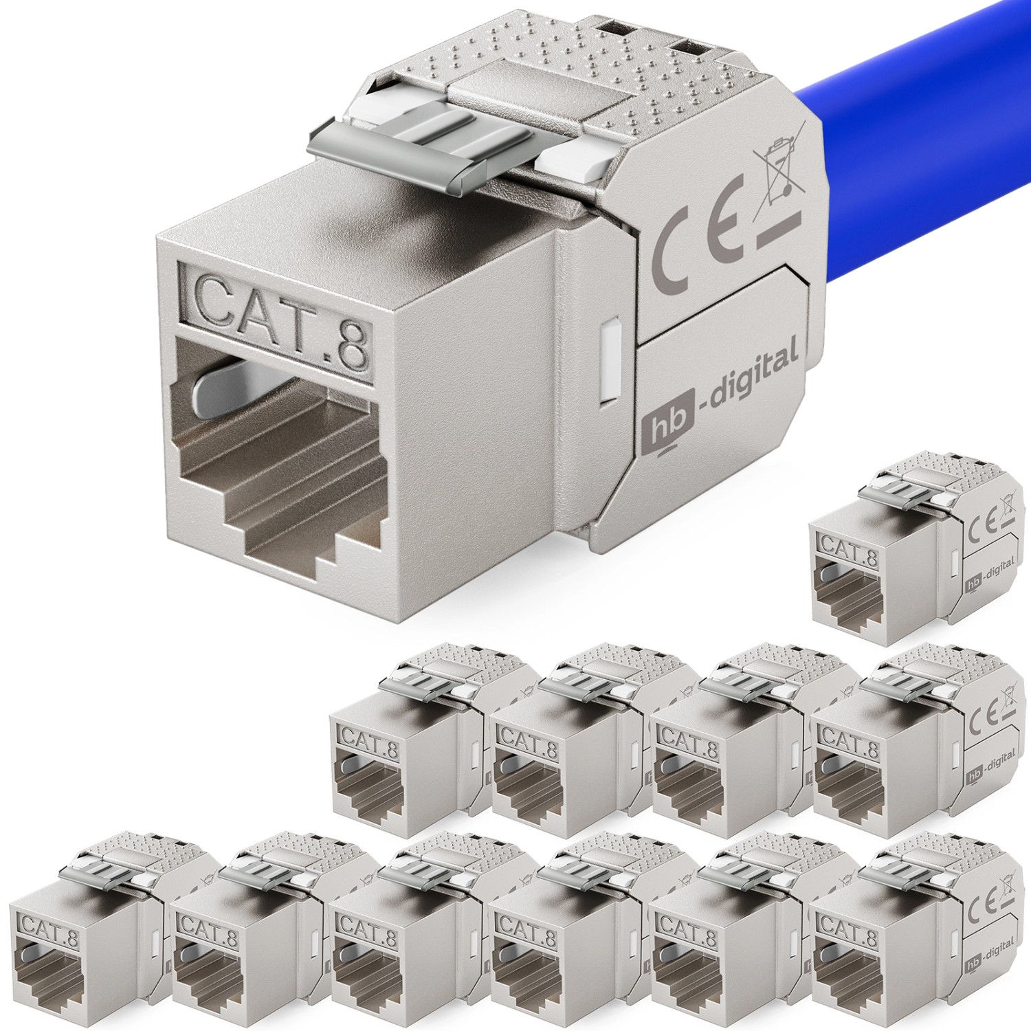 hb-digital 12x Keystone Modul CAT 8.1 RJ45 LSA Vergoldete Kontakte GHMT