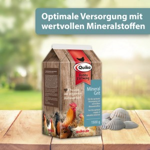 Quiko Hobby Farming Mineralgrit 1,5kg für Vögel: Ergänzungsfutter mit Magenkiesel und Mineralstoffen.
