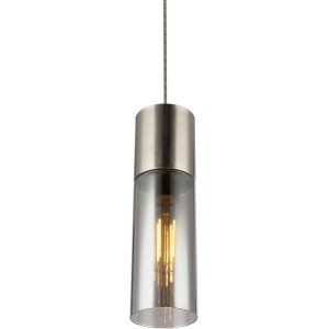 Globo Pendelleuchte Annika, Nickel matt, Rauchglas, 1-flammig, Ø 10,5 cm.
