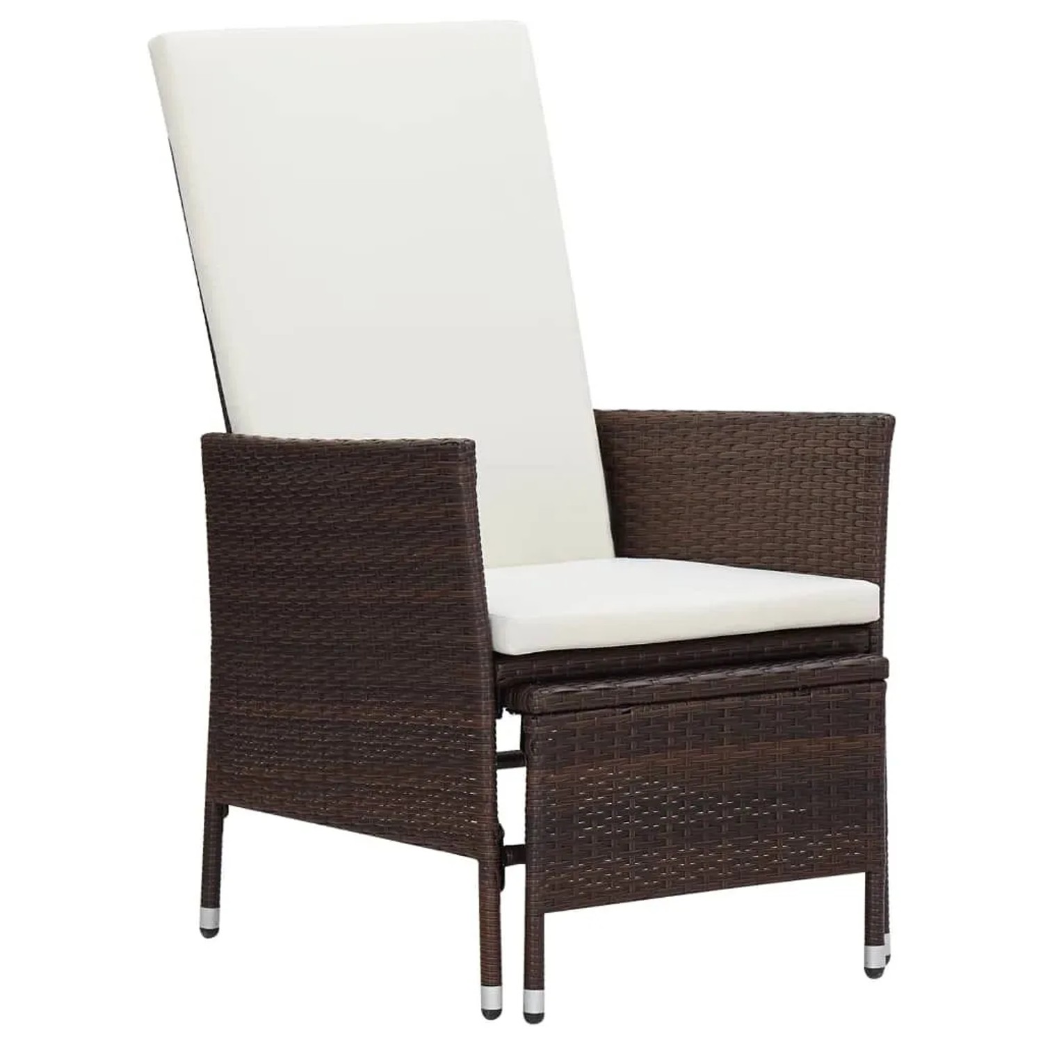 Furnicato Garten-liegestuhl Mit Auflagen Poly Rattan Braun