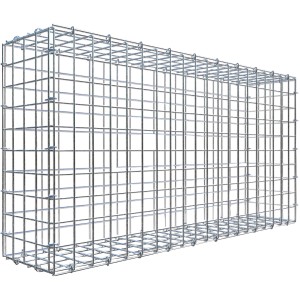 Leere Gabiona C-Ring-Gabione, 50x100x20 cm, Maschenweite 5x5 cm, aus verzinktem Draht.
