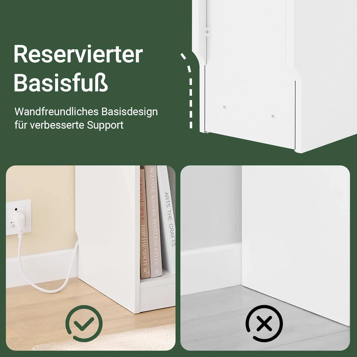 SoBuy 2er Set Nachttisch Schmal mit Steckdose 20cm Breite Nischenschrank 20x60x35cm FBT111-E-WNx2_4