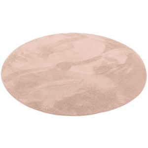 Runder, altrosa Pergamon Luxus Fellteppich Super Soft, 120cm Durchmesser.