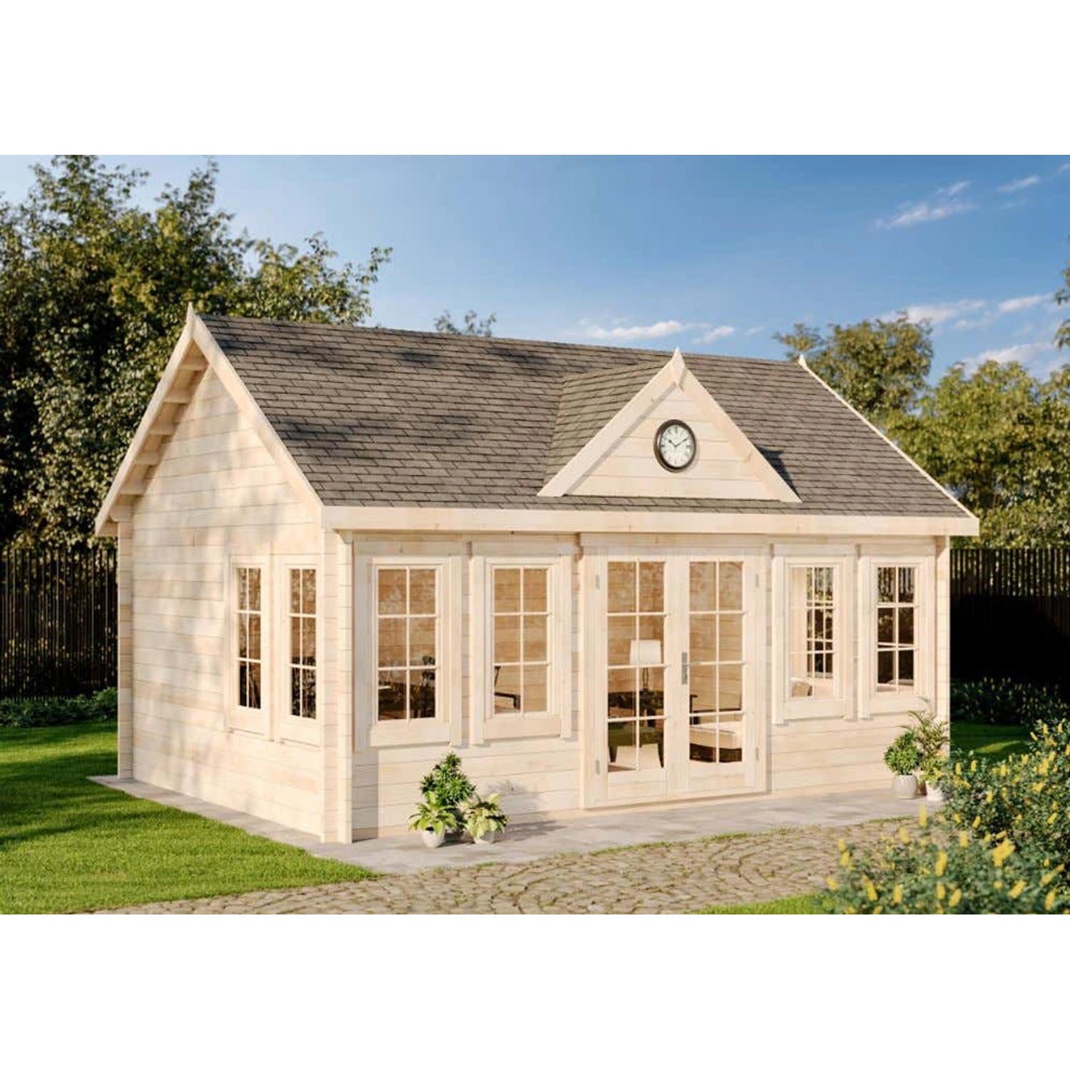 Alpholz Gartenhaus Clockhouse-XL Satteldach 550 cm x 420 cm Braun günstig online kaufen