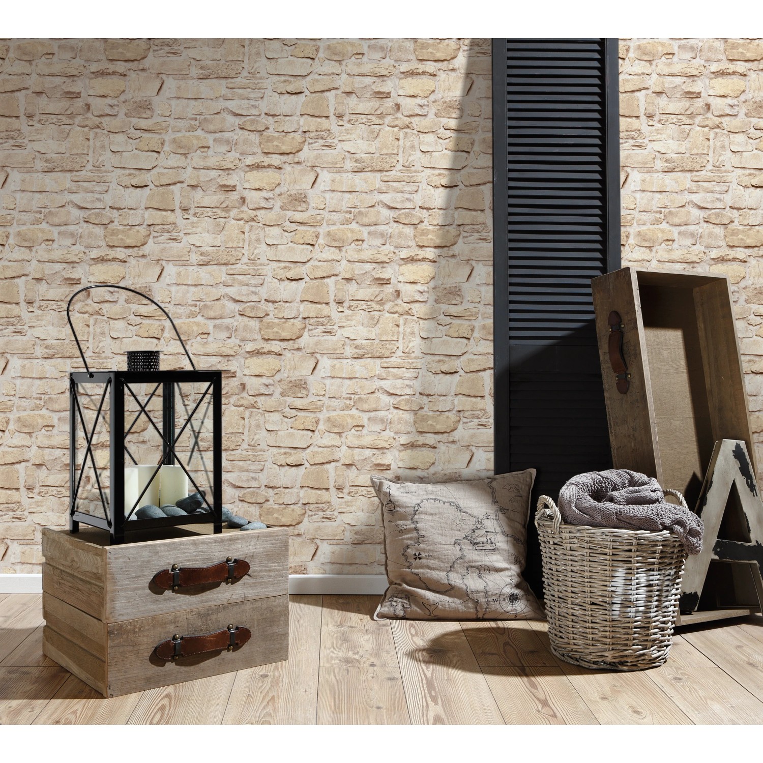 A.S. Création Vliestapete Il Decoro Stein Beige, Steinoptik für Wohnräume.