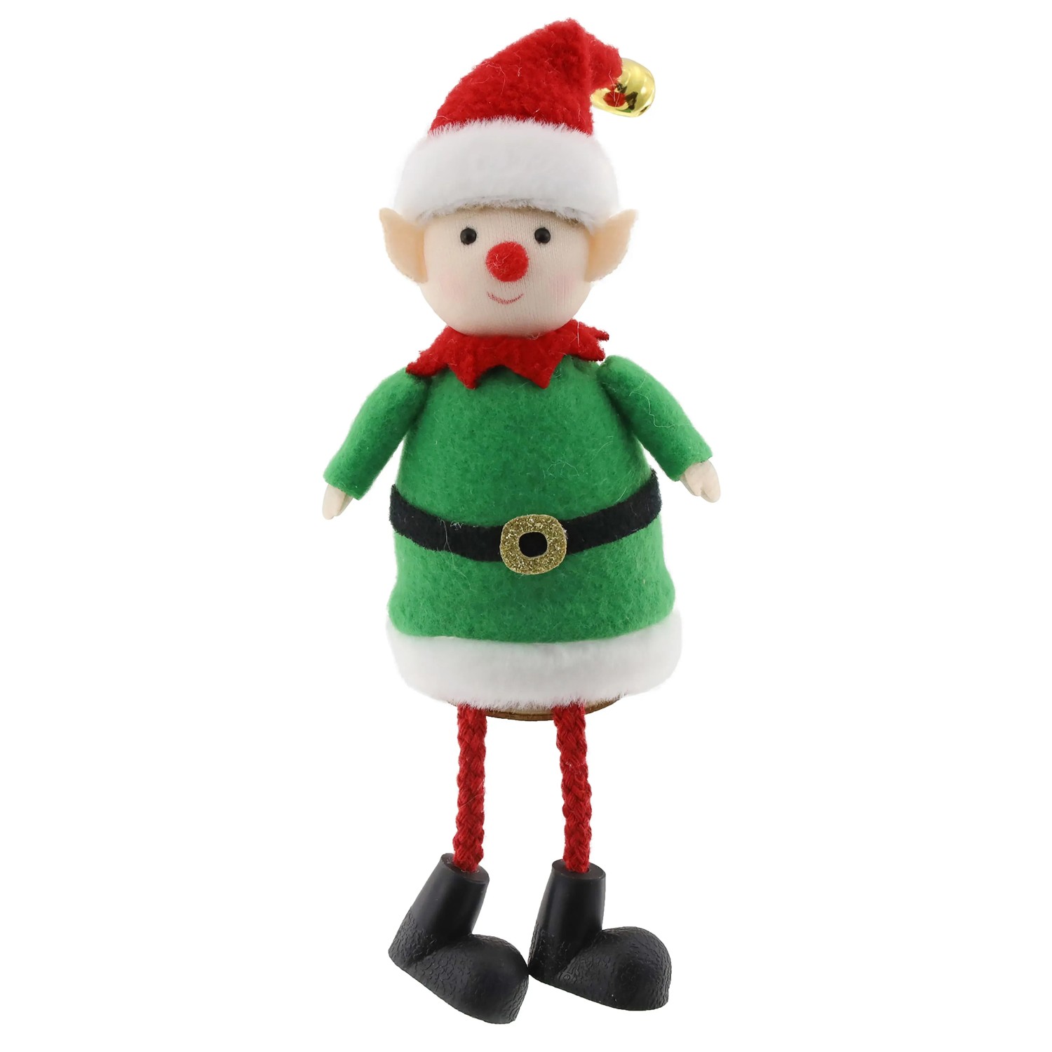 Weihnachts-Deko Elfenjunge aus Stoff 19,5 cm Grün-Rot