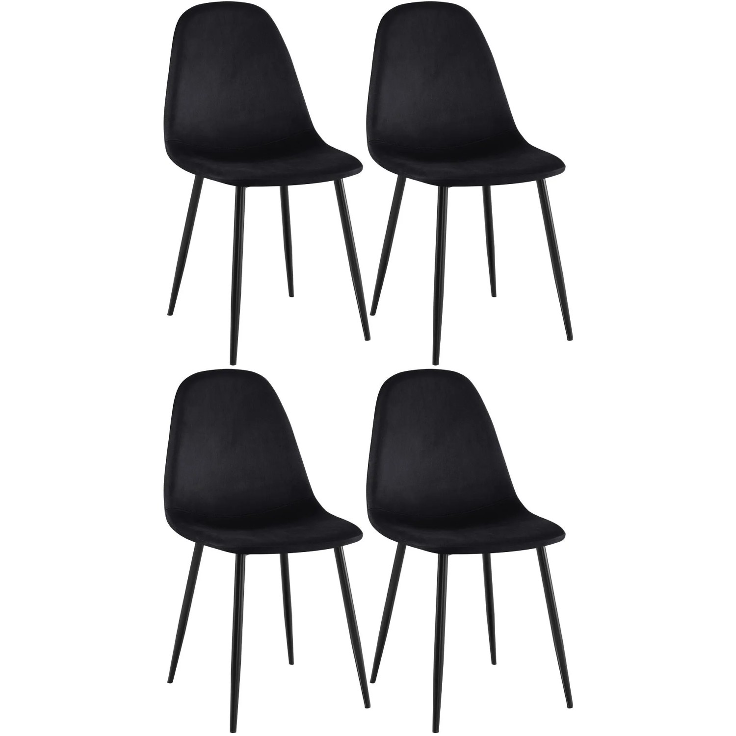 CLP 4er Set Esszimmerstühle Napier schwarz/Samt