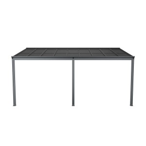 Dunkelgraues Juskys Terrassendach Borneo 5,5x3m aus Aluminium mit Doppelstegplatten.