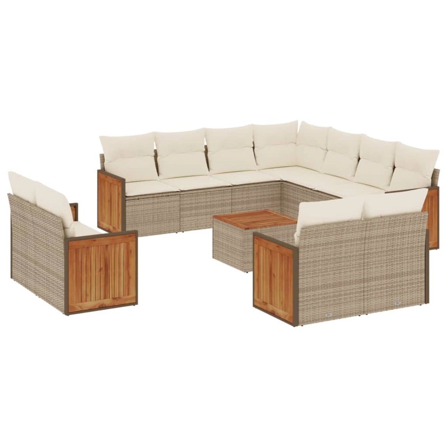 vidaXL 12-Tlg Garten-Sofagarnitur mit Kissen Beige Poly Rattan 3228186 günstig online kaufen