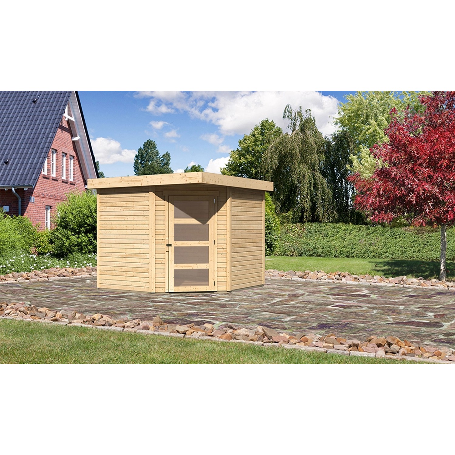 Karibu Holz-Gartenhaus Natur Unbehandelt 238 cm x 242 cm günstig online kaufen