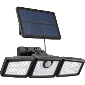 Solar-LED-Außenstrahler mit Bewegungssensor, 7W, 800lm, mit Solarpanel für Wandmontage.