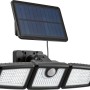 Solar-LED-Außenstrahler mit Bewegungssensor, 7W, 800lm, mit Solarpanel für Wandmontage.