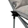 Detailaufnahme Campingstuhl Atlas, grau, Faltstuhl mit Stahlgestell und Stoffbezug.