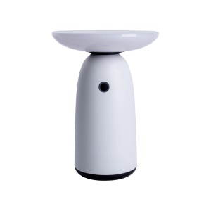 Weiße LED Solar Tischleuchte Ada, Ø 16 cm, Höhe 22,5 cm. Dimmbare Solar-Deko für Garten und Terrasse.