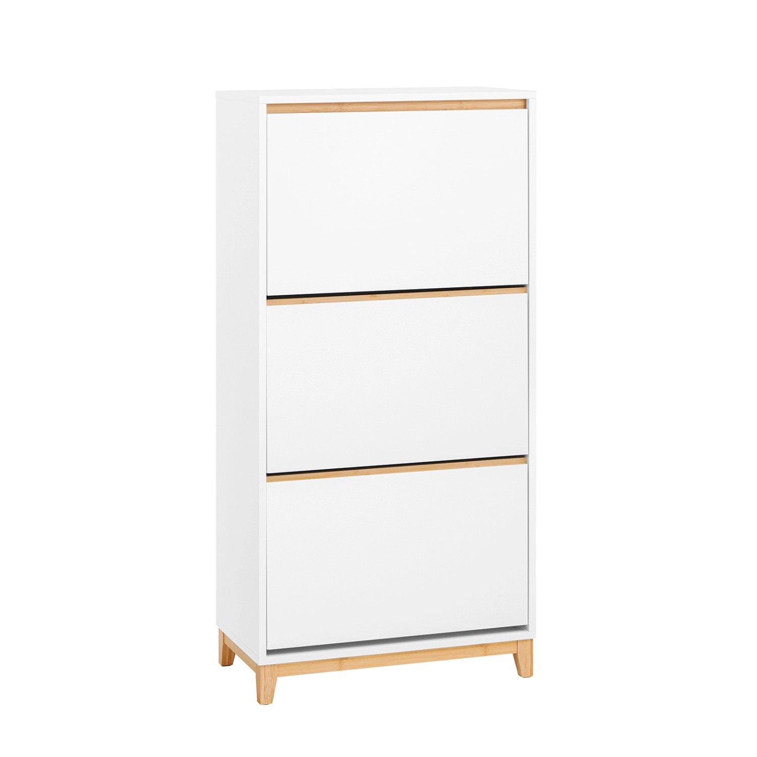 SoBuy Schuhkipper mit 3 Klappen Schuhschrank mit 6 Ablageflächen Weiß FSR192-WN