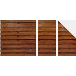 Braunes Sichtschutzzaun-Element Goch, 90x180 cm, aus lasiertem Holz für den Garten.