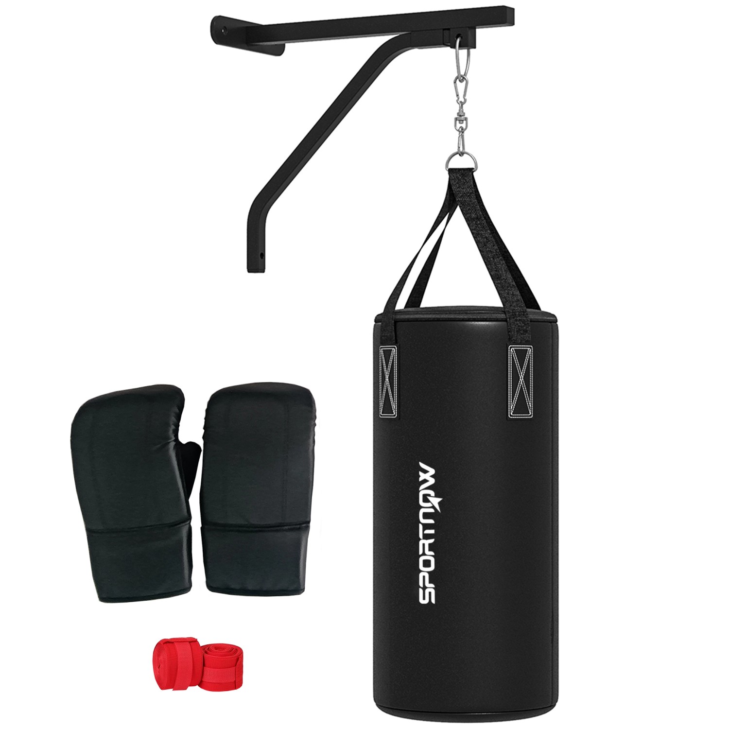SPORTNOW Aufhängung für Sandsack Stahl Kunstleder Schwarz Ø30 x 90H cm