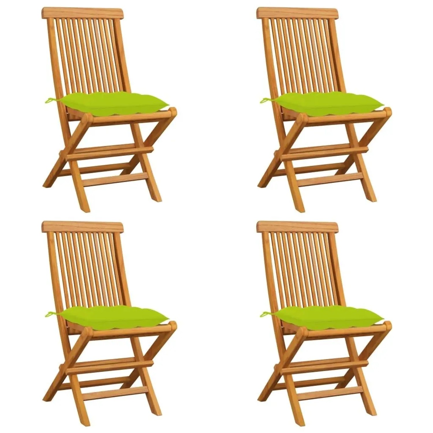 vidaXL Gartenstühle mit Hellgrünen Kissen 4 Stk Massivholz Teak 3062594 günstig online kaufen