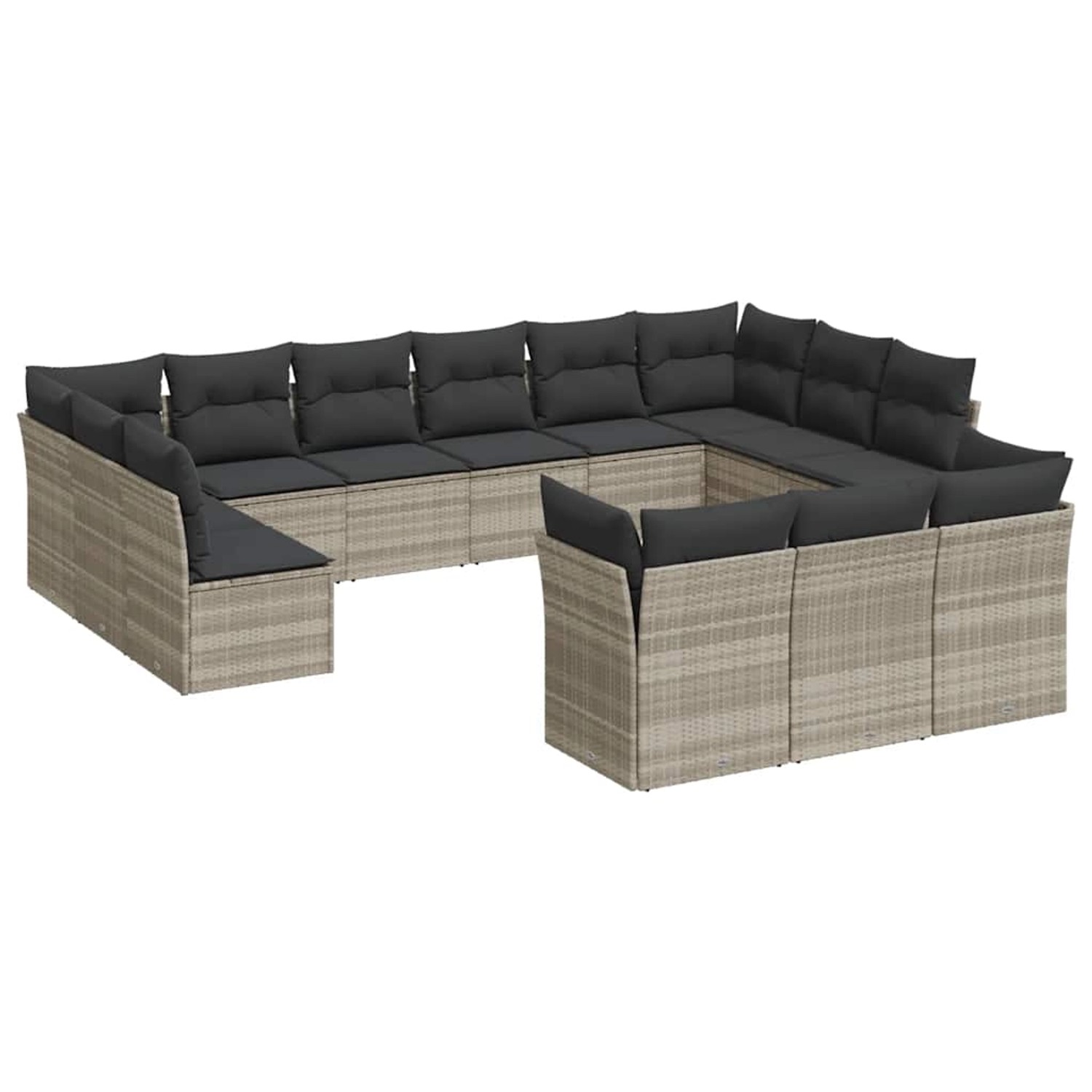 vidaXL 13-Tlg Garten-Sofagarnitur mit Kissen Hellgrau Poly Rattan 3250291 günstig online kaufen
