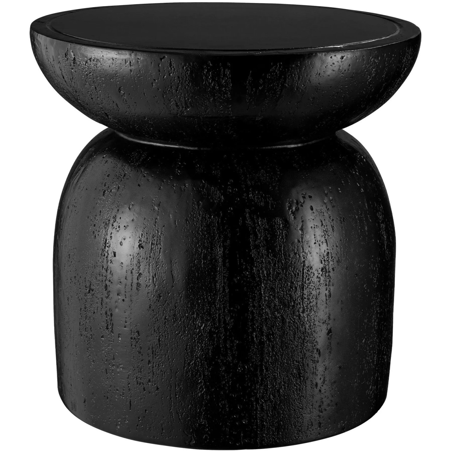 Tectake Beistelltisch Anisa Rund  Im Chubby Design Wetterfestes Magnesiumoxid  40 x 40 x 40 cm Schwarz