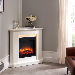 Weißer BALDERIA Elektrokamin Standkamin mit 3D-Flammeneffekt und Heizung.