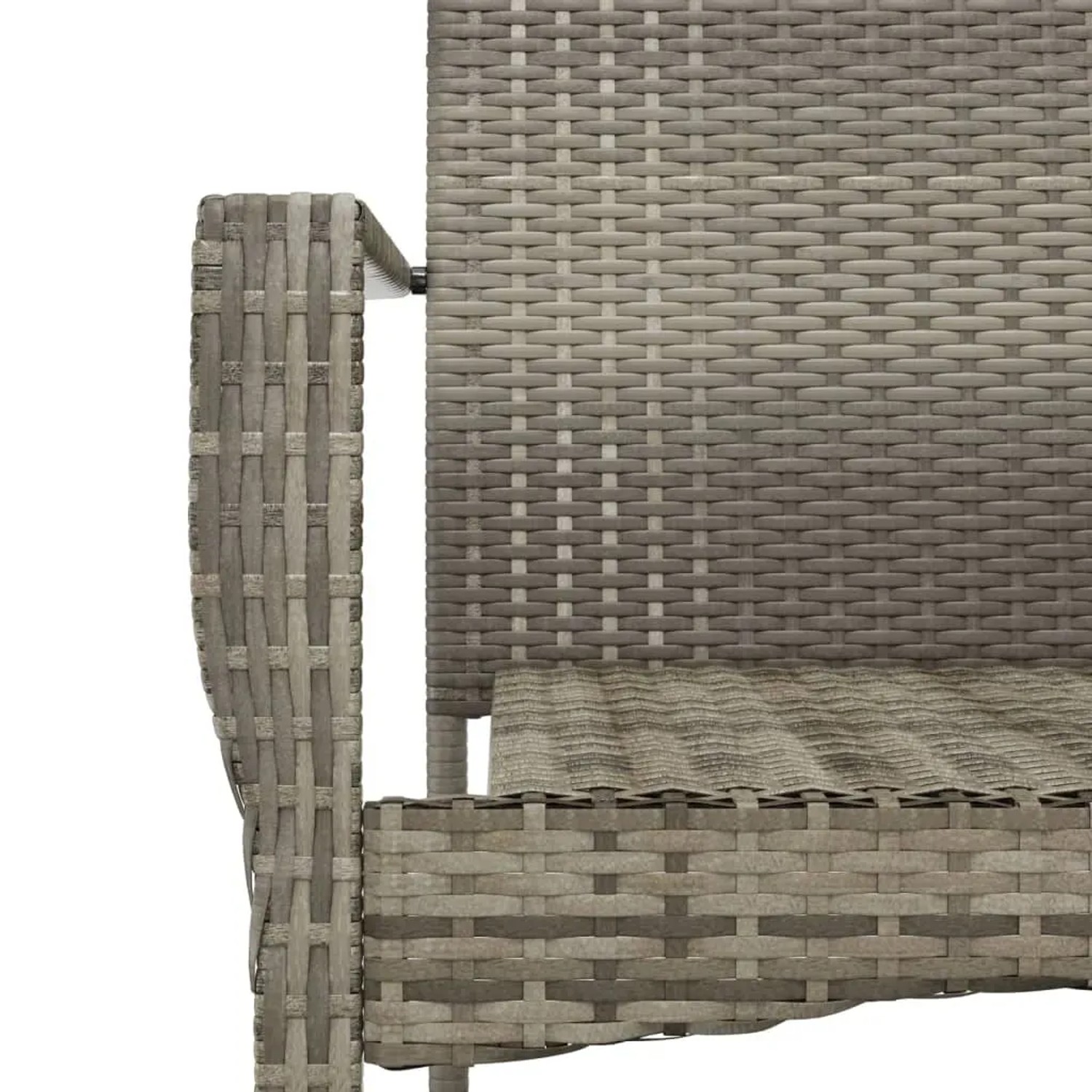 Detailansicht der grauen Poly Rattan Gartenmöbel Essgruppe von vidaXL.
