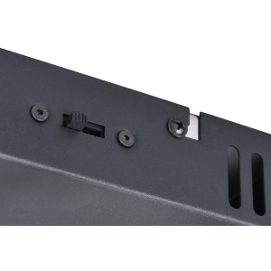 Detailaufnahme der Trio LED-Deckenleuchte Sequence: Schalter zur Lichtfarbeneinstellung.