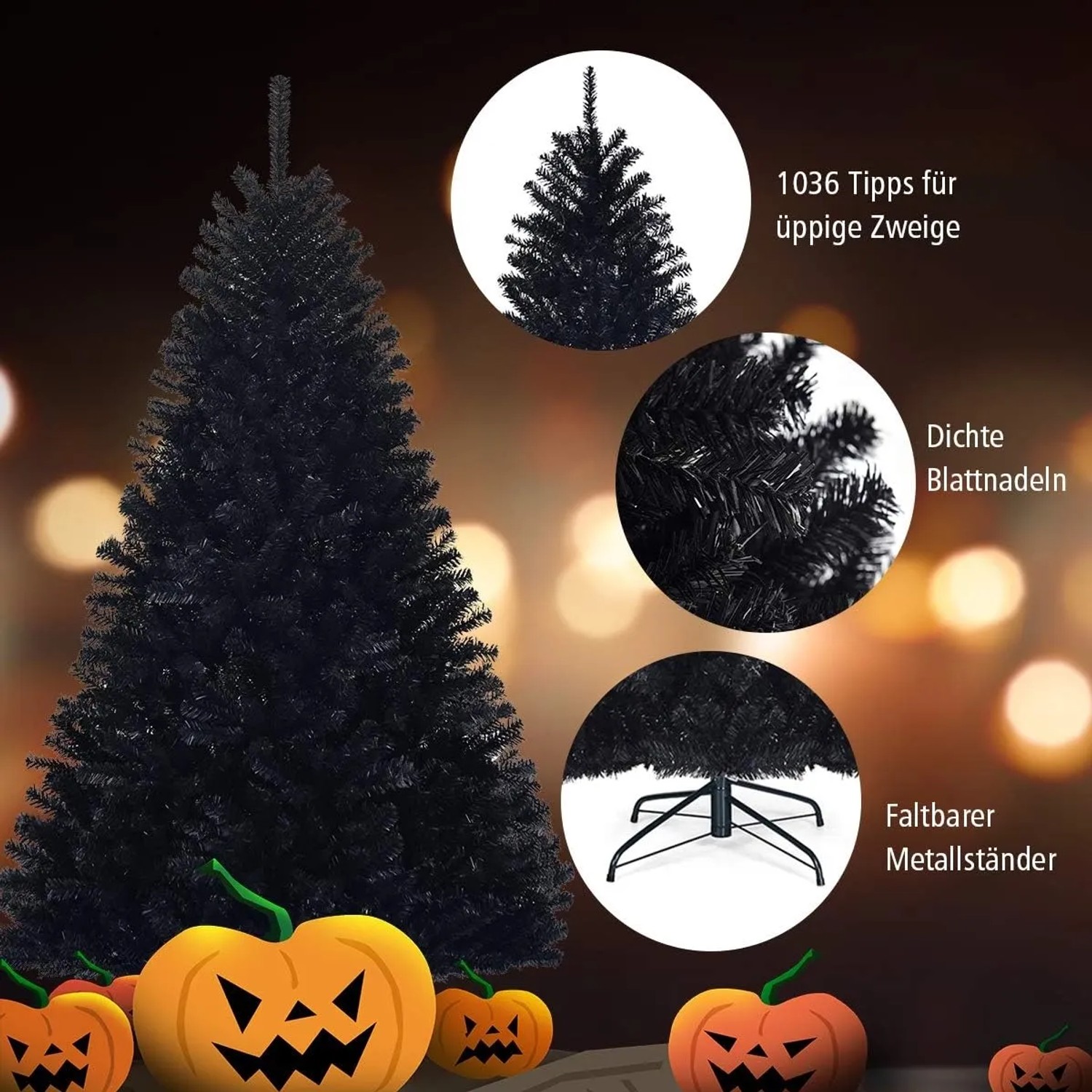 COSTWAY Knstlicher Weihnachtsbaum Schwarz 180 cm kaufen bei OBI