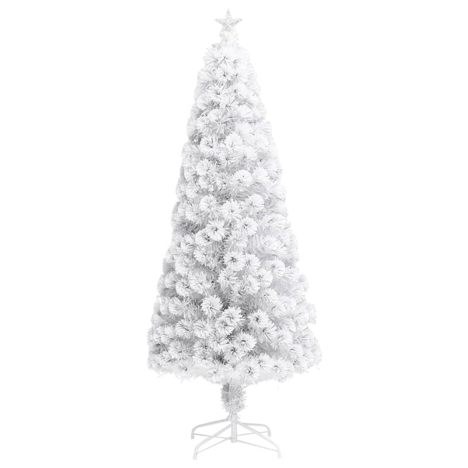 vidaXL Künstlicher Weihnachtsbaum mit LED Weiß 180 cm Glasfaser