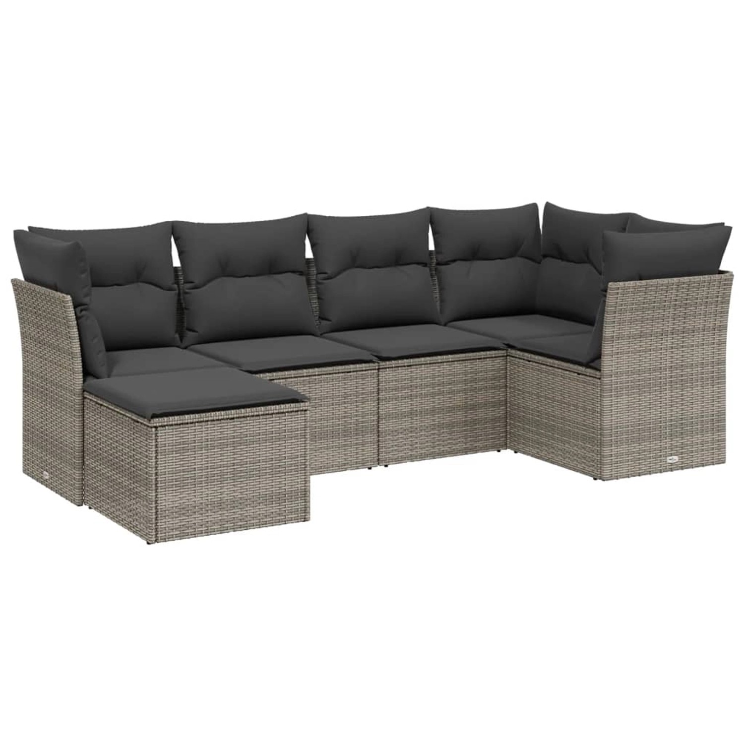 vidaXL 6-Tlg Garten-Sofagarnitur mit Kissen Grau Poly Rattan 3263176 günstig online kaufen