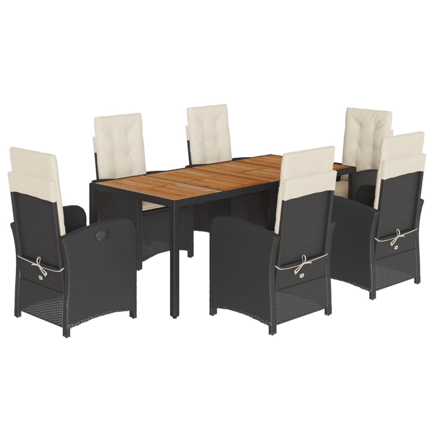 vidaXL 7-Tlg Garten-Essgruppe mit Kissen Schwarz Poly Rattan 3212227 günstig online kaufen